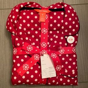 JOE FRESH Fleece Pajamas NWT red with white polka dots